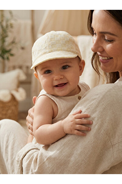PIECE SIGNATURE Baby Girl Gingham Textured - Summer Baby Hat with Glitter Log...