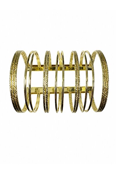 elur malta Vintage Textured Multi-Ring Gold Bracelet