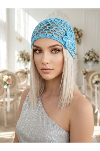 HAPPY HANDMADE SİMLİ FİLE ŞAPKA/VİRAL FİLE BERE/TREND FİLE BANDANA/TURKUAZ YA...