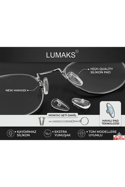 LUMAKS Cool Glasses Nose Pads Set Orthopedic Glasses Pad 1 Pair + Screws + 3 ...