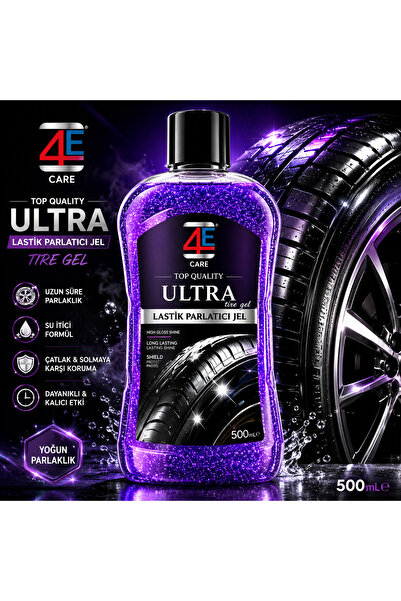 4E CARE Ultra Lastik Parlatıcı Jel Mor Simli & Lastik Süngeri Hediyeli