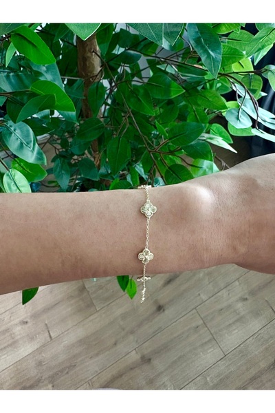 Emine seker jewelry Gold Yonca Ayarlanabilir Kararma Yapmayan Bileklik