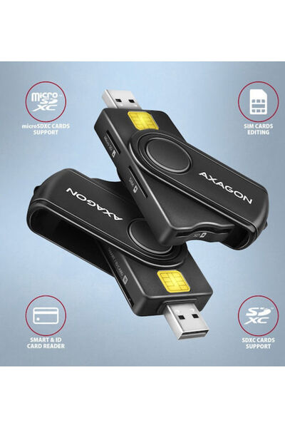 Axagon Cre-smp2a Αναγνώστης τσέπης για έξυπνες κάρτες USB και κάρτες SD/Micro...