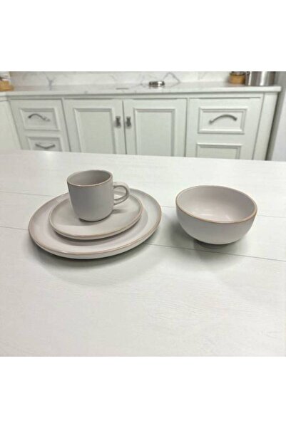 bity thok Porcelain 16 Piece Dining Set - White with Gold Gold Rimmed