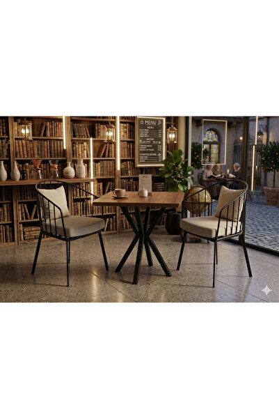 Buketim Mobilya Zebra sandalye Kare masa mutfak cafe restoran proje