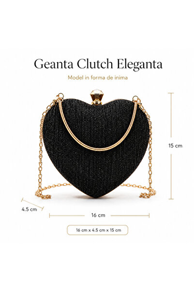 iTin Elegant heart-shaped clutch bag, with rhinestones and gold chain, for sp...