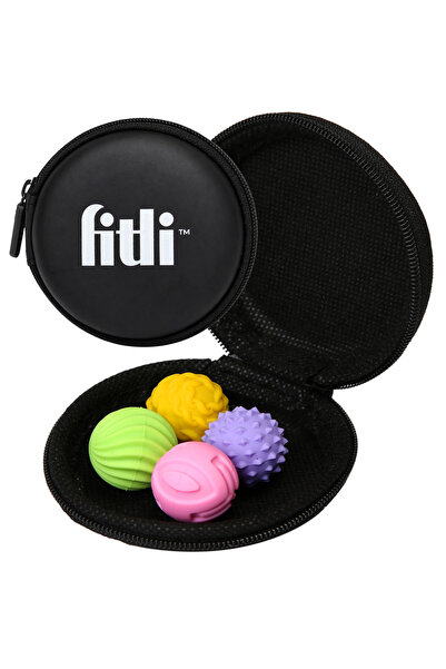 Fitli Set de 4 mingi senzoriale magnetice, antistres, cu texturi variate, mul...