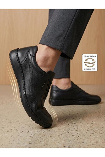 KOMCERO 3498 Men's Genuine Leather Stitched Comfort Atom Casual Shoes