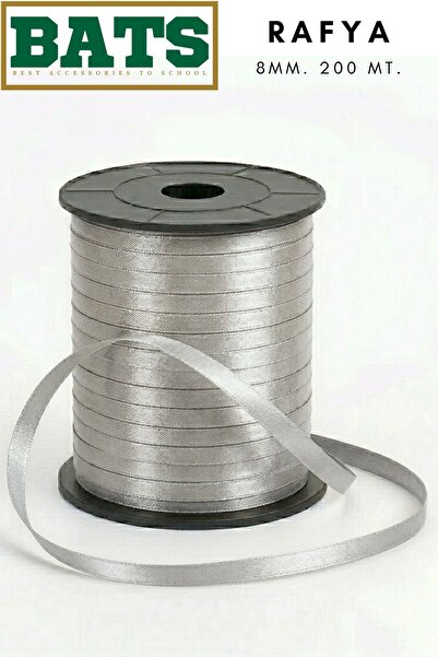 BATS RAFYA BALON İPİ SÜSLEME KURDELESİ 8 MM. X 200 MT. GÜMÜŞ GRİ