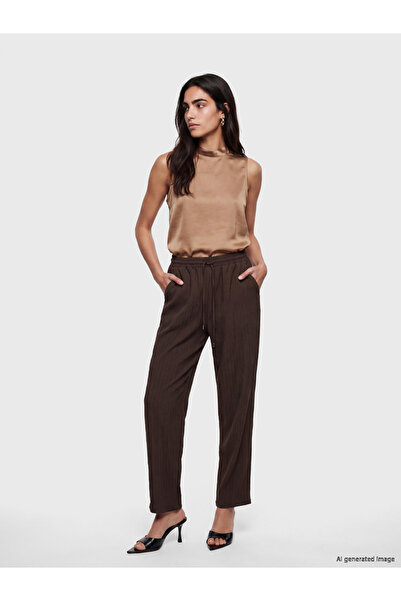 LC Waikiki Elastic Waist Textured Women's Trousers