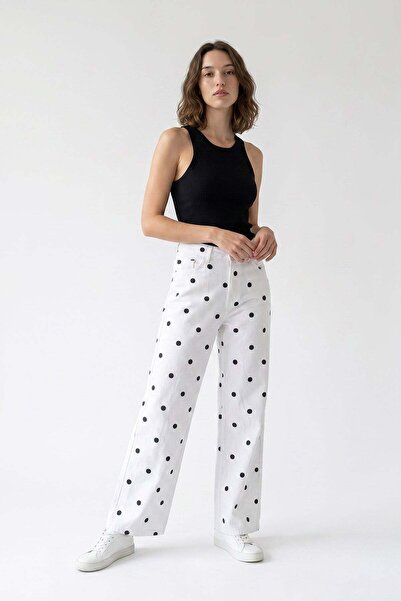 HAKKE Women's Polka Dot Wide Leg Pants