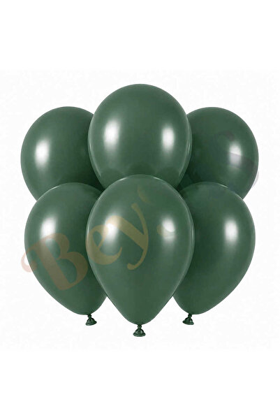BeySüS Winter Green Color Latex Retro Balloon (30 cm) - 6 Pieces