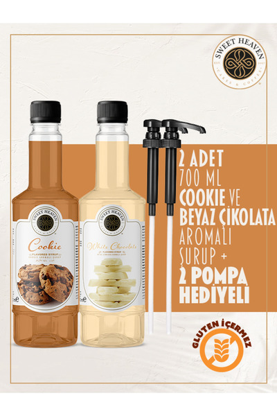 Sweet Heaven Beyaz Çikolata ve Cookie 2li 700Ml Kahve Şurubu - Pompa Hediyeli