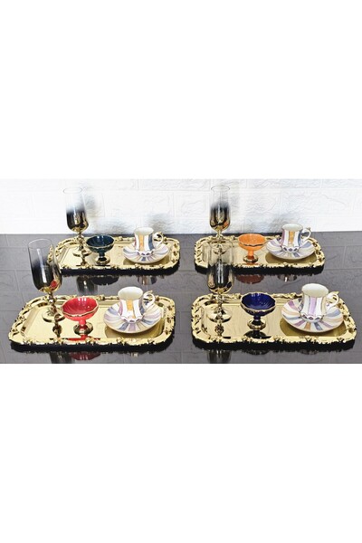 atabey home 2 Adet Baton Japon Gülü Gold Sunum Tepsisi & Kahve & Pasta/Börek ...