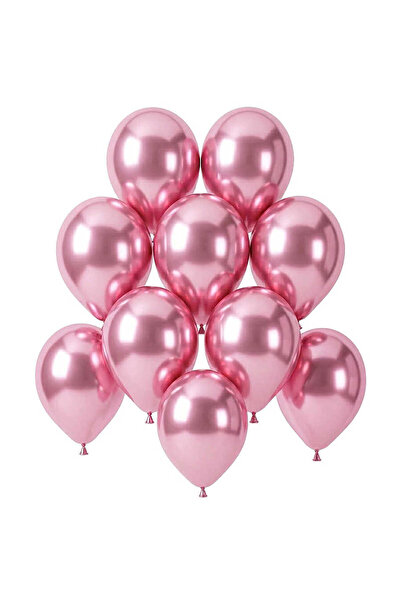 BeySüS Light Pink Color Latex Chrome Balloon (15 cm) - 10 Pieces