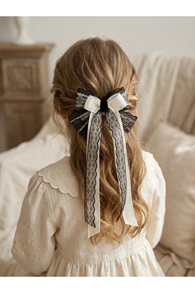 GK 🖤   Vintage Lace Elegance Bow – Premium Handmade Hair Clip