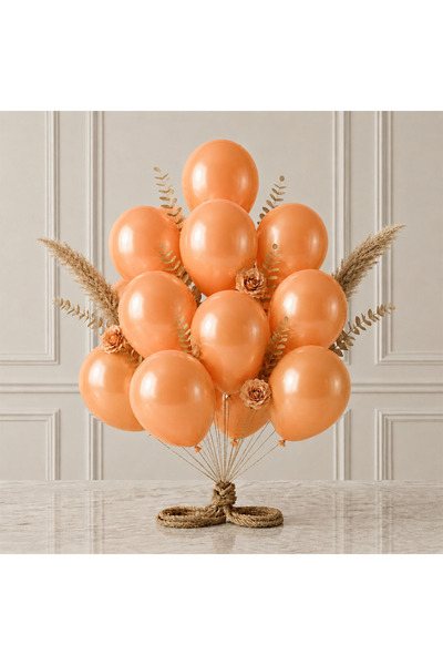 BeySüS Orange Color Latex Metallic Balloon (30 cm) - 12 Pieces