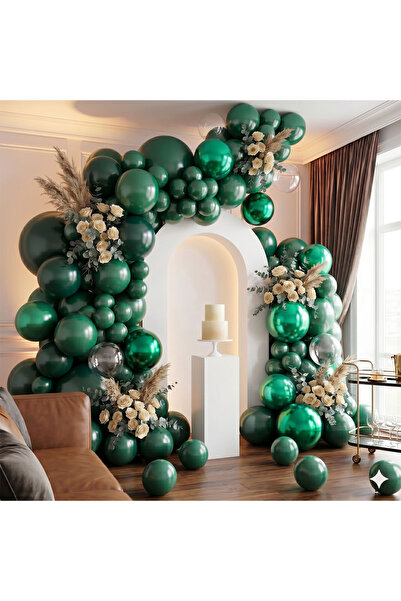 BeySüS Emerald Green Color Latex Metallic Balloon (30 cm) - 100 Pieces