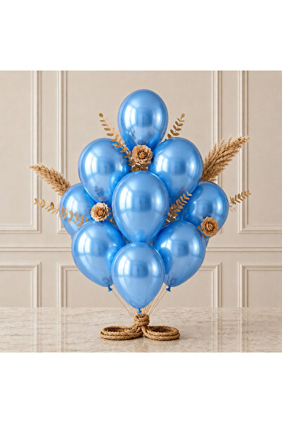 BeySüS Blue Color Latex Metallic Balloon (30 cm) - 12 Pieces