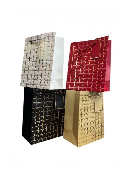 OEM Golden Squares Gift Bags 12/ Top Bottom Set Black