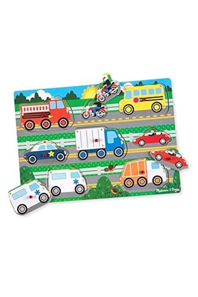 Melissa & Doug Puzzle din lemn, set cu 8 vehicule, multicolor, 20.8x29.6cm