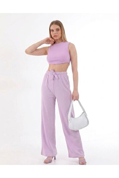 Polologin Butik Women's Lilac Viscose Comfortable Fit Shirt