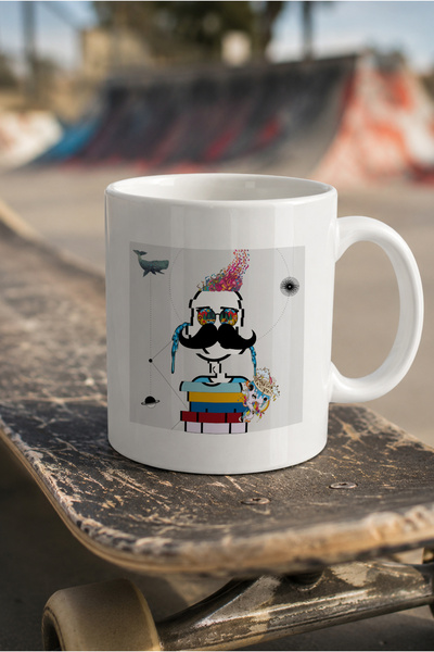 Grafiklas Reklam ve Tanıtım Hizmetleri Moustache Human Sanat Tasarımlı Kupa B...