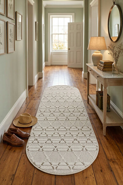 Bonny Home Oval Koridor Halısı Rölyef Kaymaz İnce Yıkanabilir Modern Dekorati...