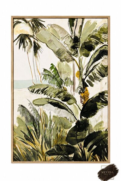 Store Palmiye Bahçesi | Tropikal Dokulu Dekoratif Duvar Tablosu 60x90 cm