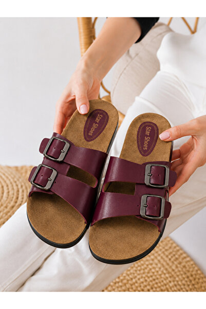 star shoes Unisex orthopedic insole slippers with double strap buckle daily c...