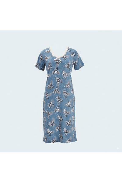 Generic Plus Size Soft Viscose Night Dress - Short Sleeves & Delicate Lace Ne...