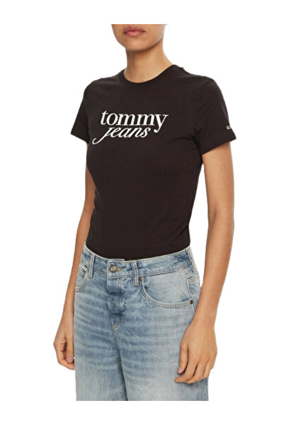 Tommy Hilfiger Γυναικείο T-shirt Μαύρο Tommy Jeans DW0DW19447-BDS