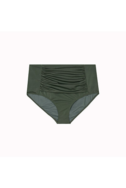 No Gossip Plus Size Draped Detailed Gathering High Waist Women's Bikini Bottom