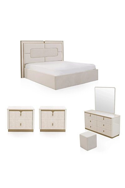 Midas Furniture طقم غرفة نوم خشبي مقاس كينج 214×212×145 سم باللون الأبيض