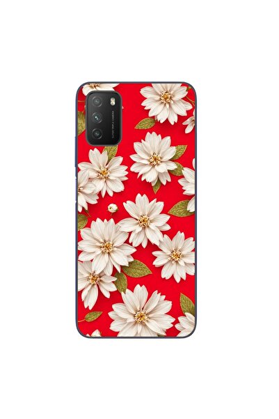 OEM Θήκη συμβατή με Xiaomi Poco M3, από σιλικόνη gel TPU, με λευκά λουλούδια ...