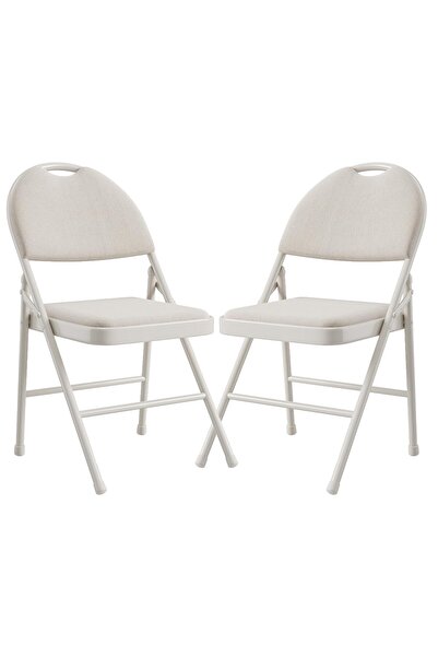 Garvee - Set of 2 Folding Metal Chairs with Non-Slip Ear Pads, Chair with Cot...