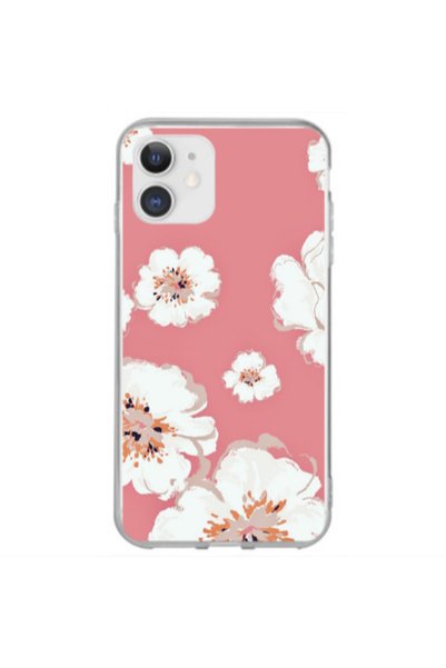Other Apple iPhone 12 Mini White Flowers Transparent Silicone TPU Θήκη
