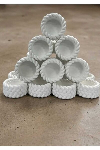 YILDIZ DECOR El Yapımı 20 Adet Örgü Model Beton Mumluk Mini Kase Hediyelik (N...