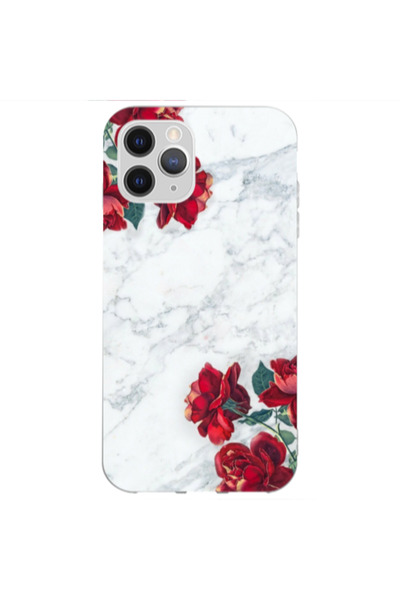 Other Apple iPhone 11 Pro red roses marble Transparent Silicone TPU Θήκη