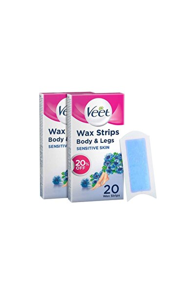 Veet Pure Cold Wax Strips Sensitive Skin Legs 20 Count