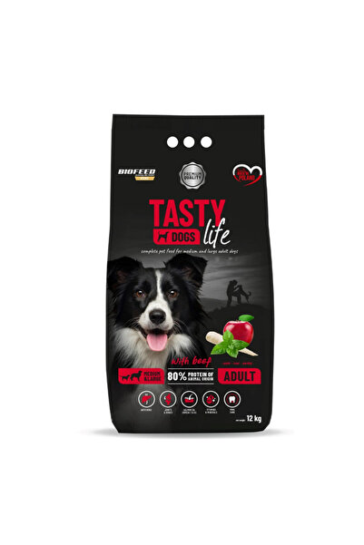 BIOFEED TASTY DOGS LIFE ADULT M&L WITH BEEF 12KG