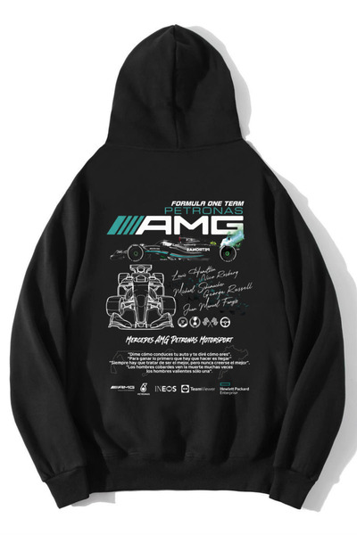 BRZ COLLECTION هودي فورمولا وان تيم بيتروناس AMG كبير الحجم للجنسين باللون ال...