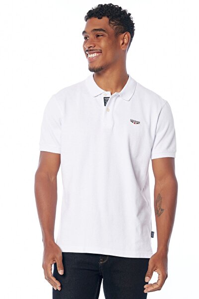 Galvanni Erkek Beyaz Basic Polo Yaka T-shirt %100 Pamuklu