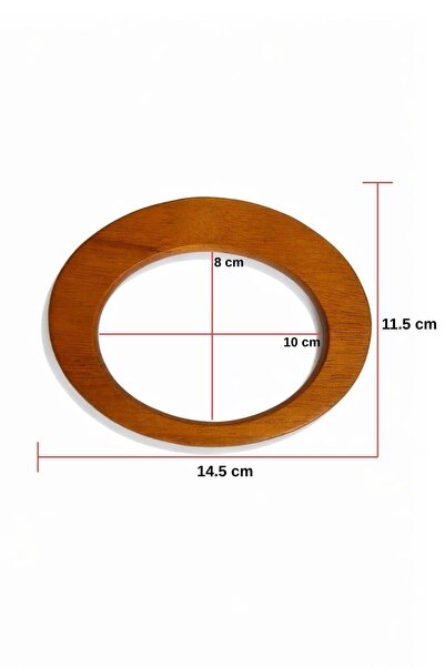 iğne izi 14,5x11,5 εκ. Ξύλινη λαβή τσάντας Πορτοκαλί Έλλειψη – Ξύλινη λαβή τσ...