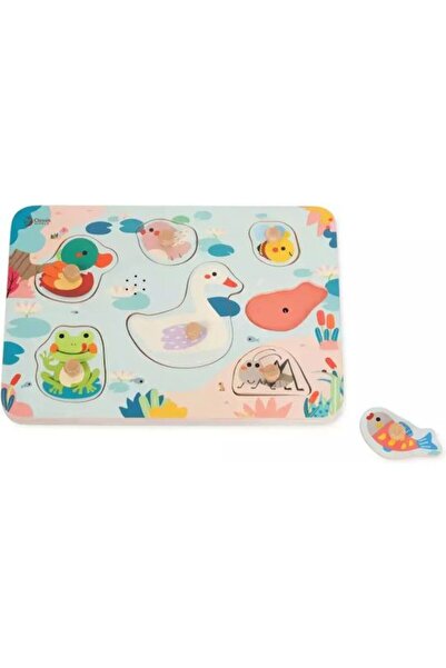 Classic World Ξύλινο παζλ με καρφάκια και ήχους ζώων (40078)