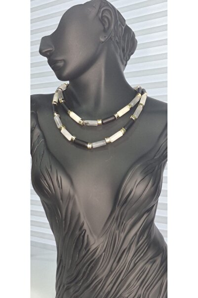 Mf Black Gray White Multiple Necklace