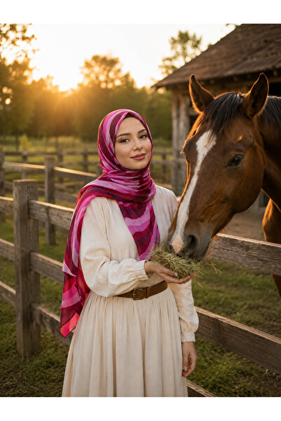 minelesarp Bambu Karaş Pink Fuchsia Tones Non-Slip Wrinkle-Free Shawl