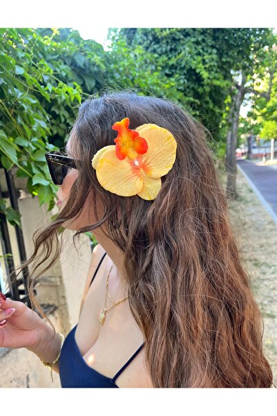 FloresDeCarnaval Golden Tropic Orchid 🧡 Pensli Hair Clip