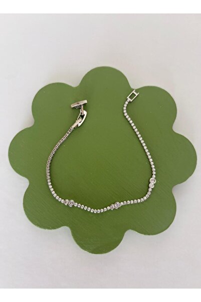 FASHION Minimal Round Row Waterway Zircon Stone Silver Color Bracelet