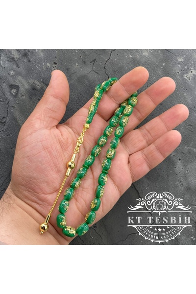 Kttesbihaksesuar SERTİFİKALI GOLDEN ROSARY UÇAK CAMI ALTIN VARAKLI TESBİH